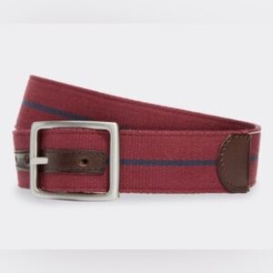 Vineyard Vines Leather & Webbing Reversible Belt in Rosewood